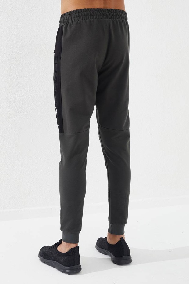 Invincible Side-Printed Khaki Men's Tracksuit Bottom