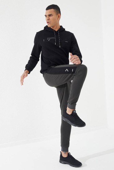 Invincible Side-Printed Khaki Men's Tracksuit Bottom - Thumbnail