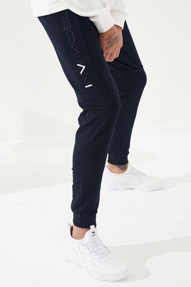 Invincible Side-Printed Navy Blue Men's Tracksuit Bottom
