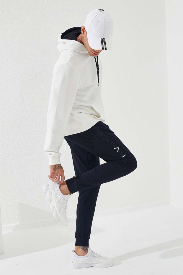 Invincible Side-Printed Navy Blue Men's Tracksuit Bottom