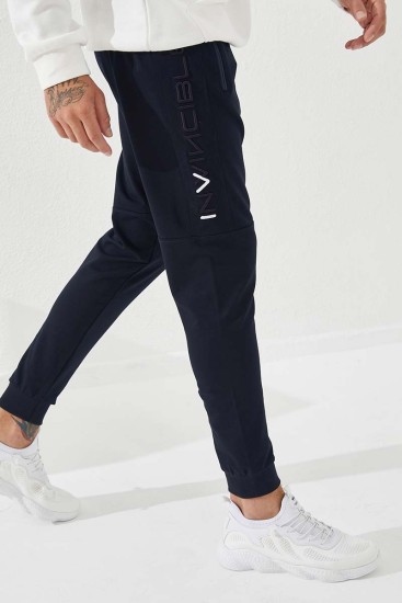 Invincible Side-Printed Navy Blue Men's Tracksuit Bottom - Thumbnail