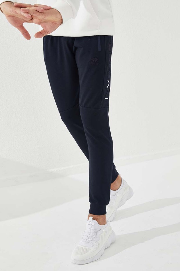 Invincible Side-Printed Navy Blue Men's Tracksuit Bottom