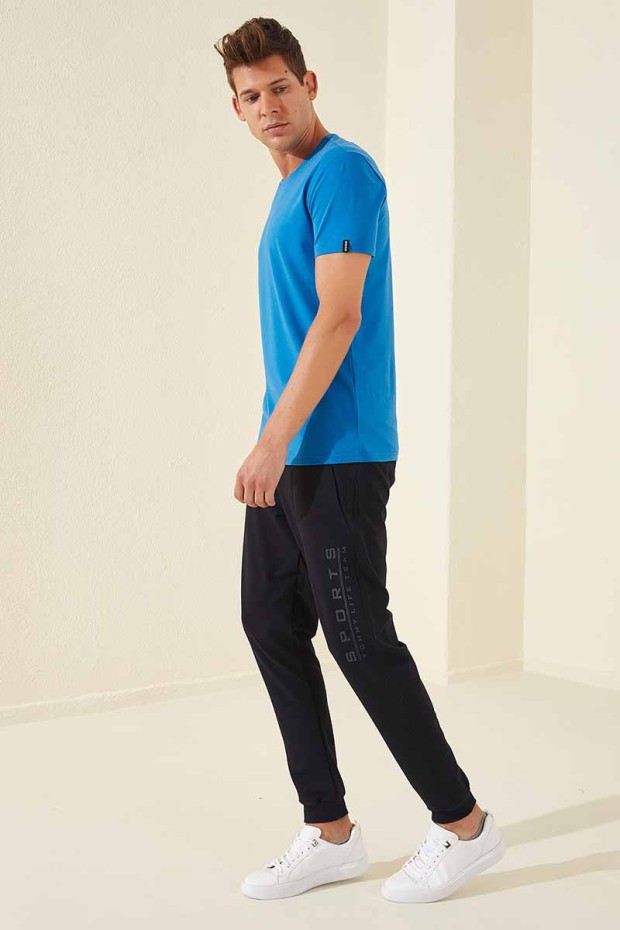 Tommy Life Sports Printed Navy Blue Men's Tracksuit Bottom