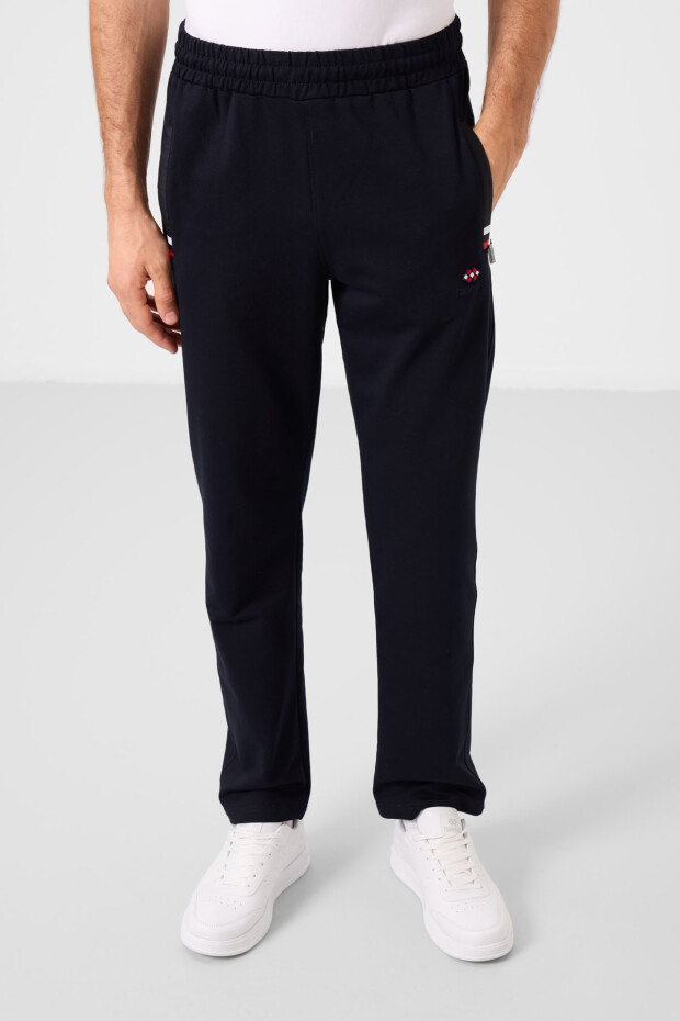 Tommy Life Striped Pocket Navy Blue Men's Tracksuit Bottom