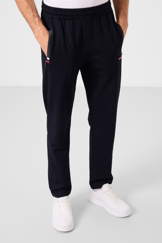 Tommy Life Striped Pocket Navy Blue Men's Tracksuit Bottom