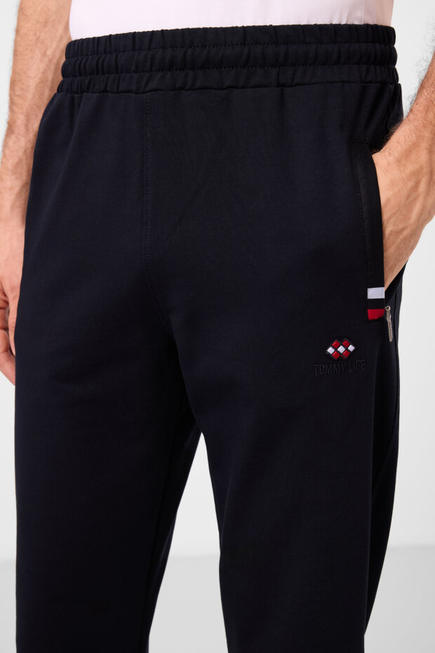 Tommy Life Striped Pocket Navy Blue Men's Tracksuit Bottom
