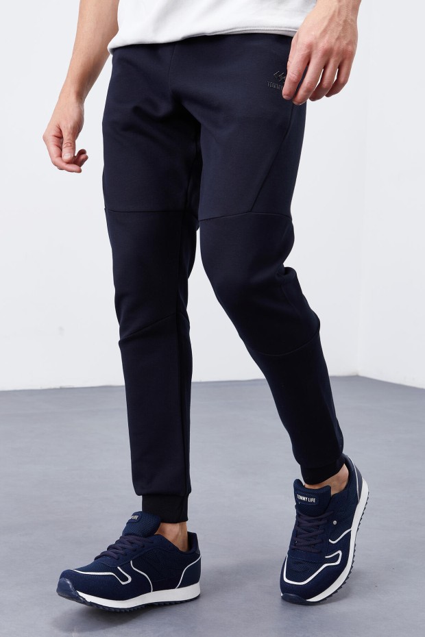 Tommy Life Reverse Zipper Navy Blue Men's Tracksuit Bottom