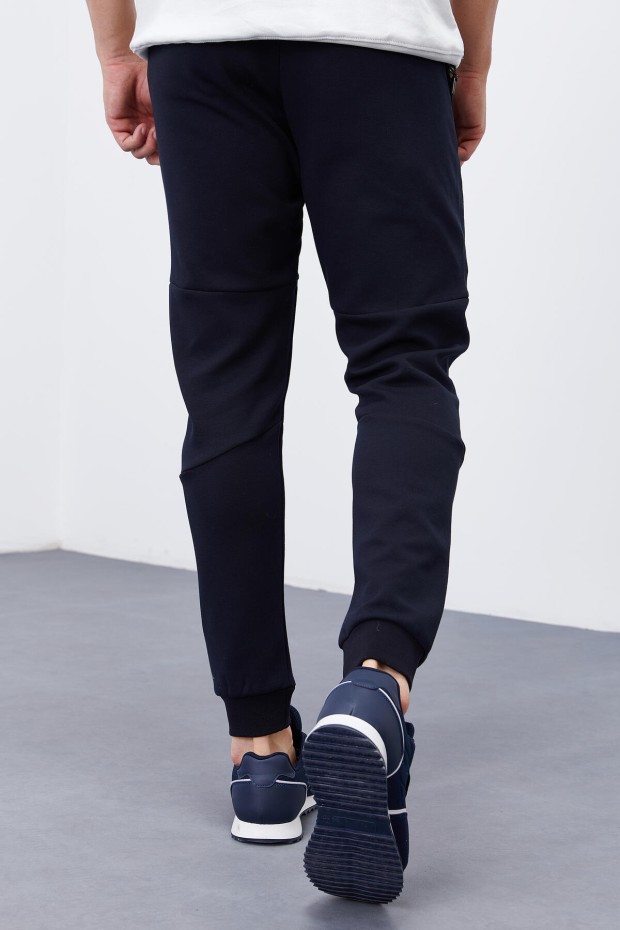 Tommy Life Reverse Zipper Navy Blue Men's Tracksuit Bottom