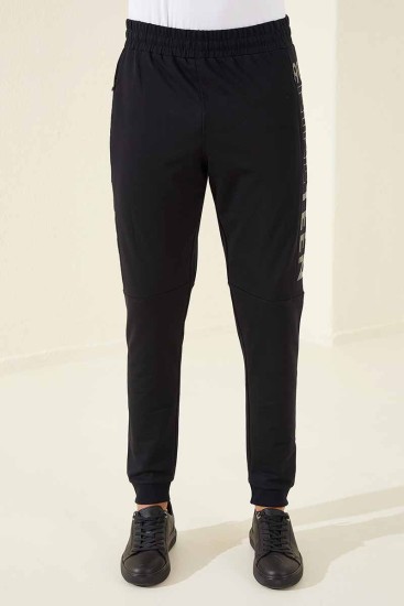 Tommy Life Nineteen Printed Navy Blue Foil Men's Tracksuit Bottom - Thumbnail