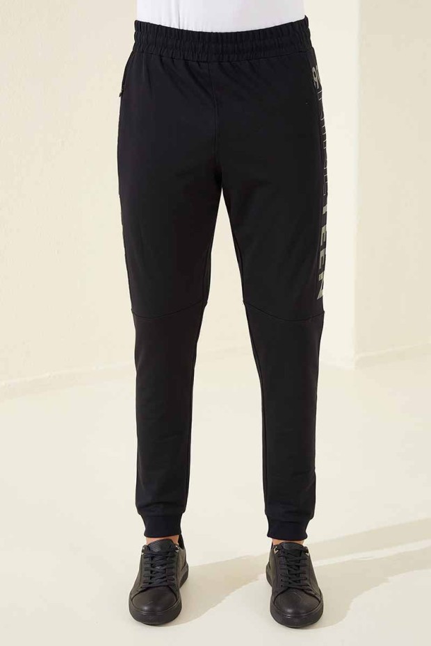 Tommy Life Nineteen Printed Navy Blue Foil Men's Tracksuit Bottom
