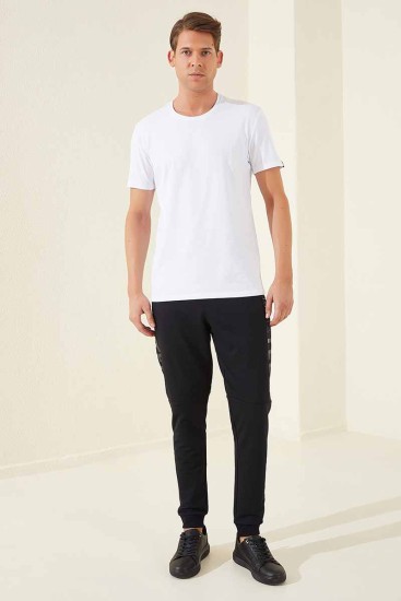 Tommy Life Nineteen Printed Navy Blue Foil Men's Tracksuit Bottom - Thumbnail