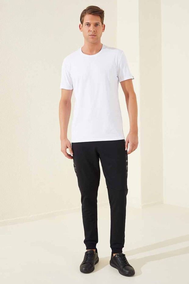 Tommy Life Nineteen Printed Navy Blue Foil Men's Tracksuit Bottom