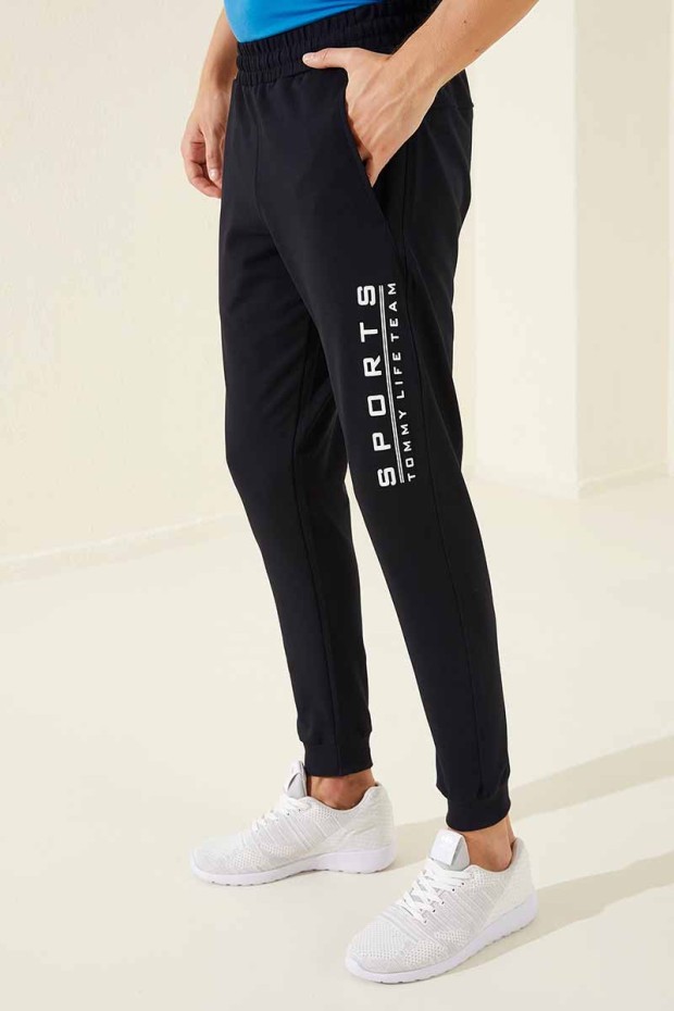 Tommy Life Sports Printed Navy Blue-White Men's Tracksuit Bottom
