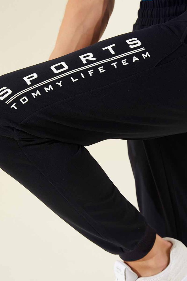 Tommy Life Sports Printed Navy Blue-White Men's Tracksuit Bottom