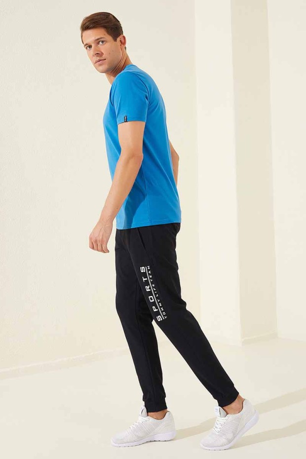 Tommy Life Sports Printed Navy Blue-White Men's Tracksuit Bottom