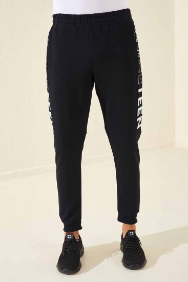 Tommy Life Nineteen Printed Navy Blue-White Men's Tracksuit Bottom - Thumbnail