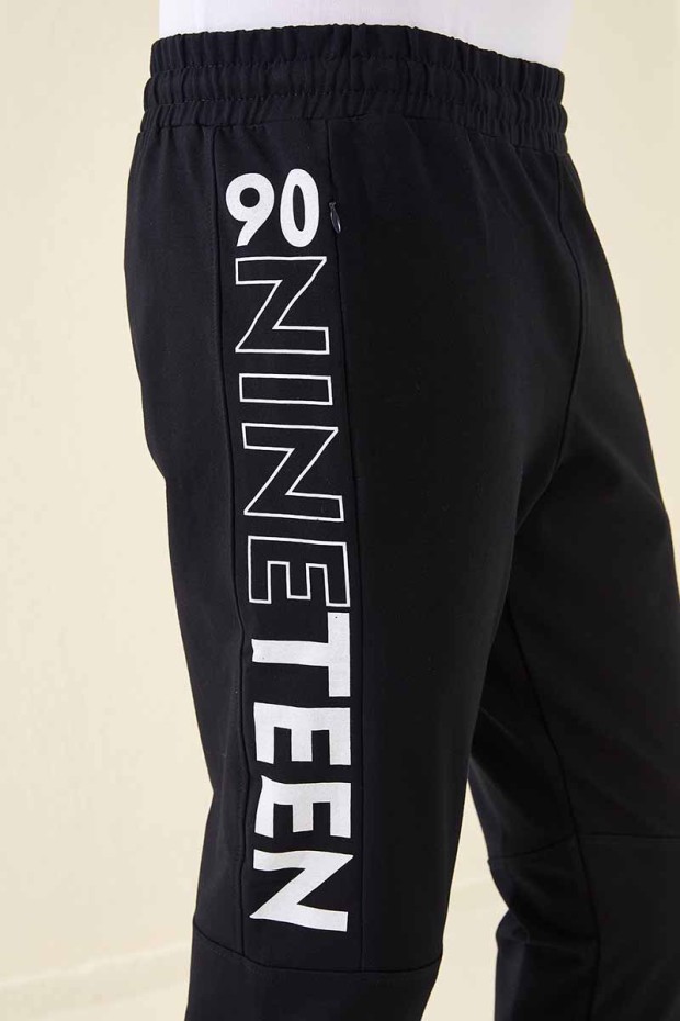 Tommy Life Nineteen Printed Navy Blue-White Men's Tracksuit Bottom