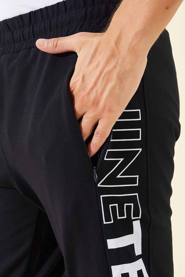 Tommy Life Nineteen Printed Navy Blue-White Men's Tracksuit Bottom