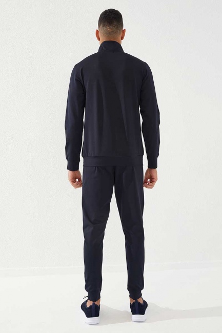 Classic Pocket Detailed Scuba Navy Blue Men's Tracksuit - Thumbnail