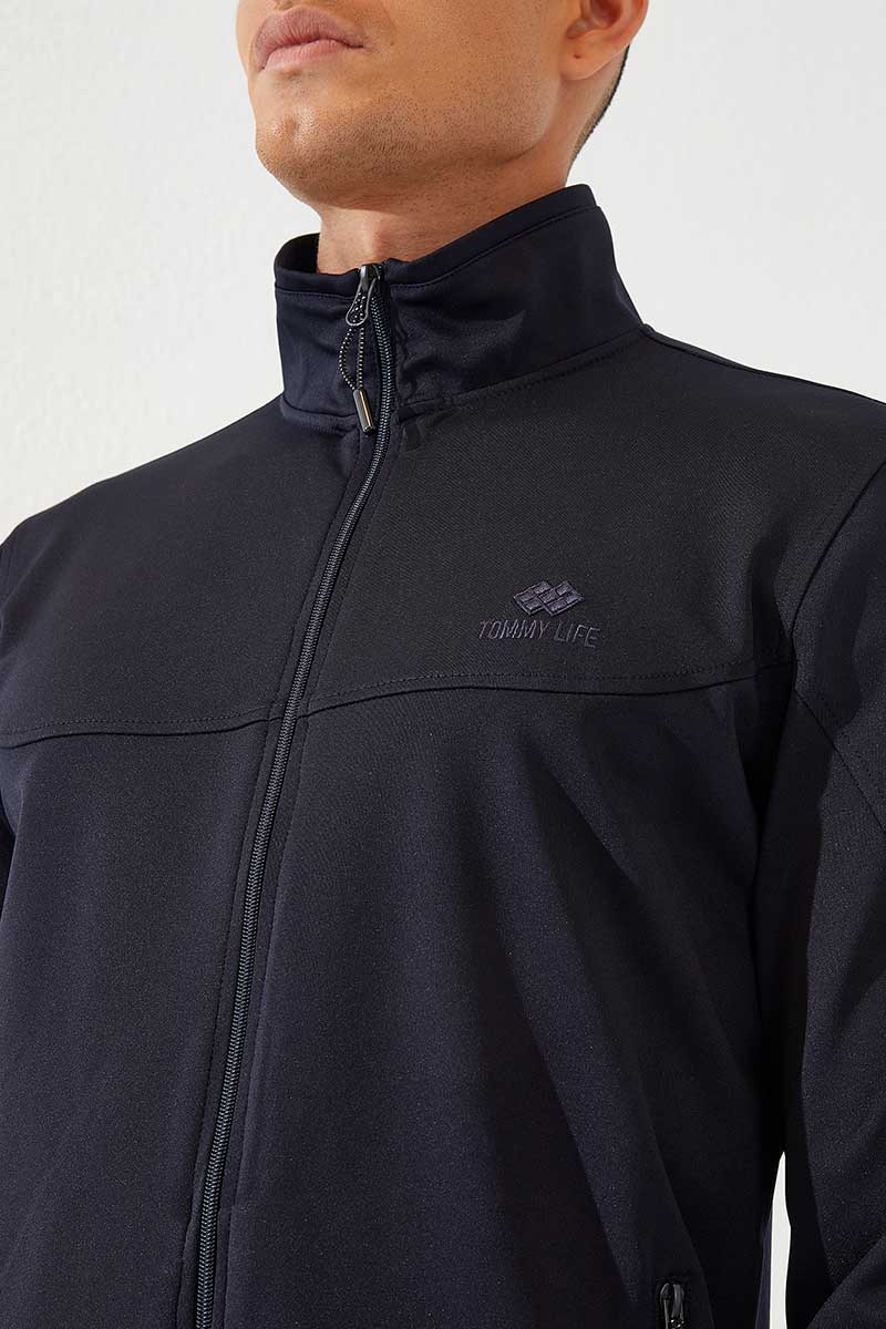 Classic Pocket Detailed Scuba Navy Blue Men's Tracksuit