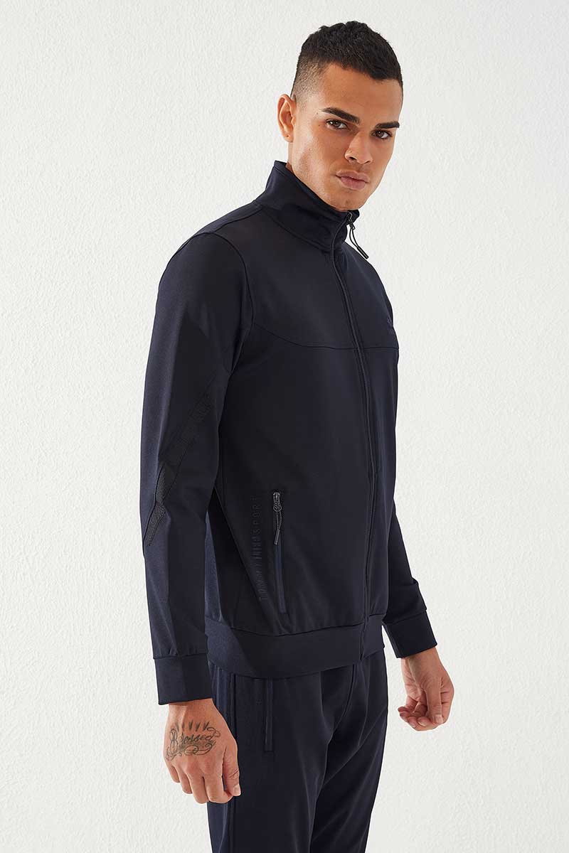 Classic Pocket Detailed Scuba Navy Blue Men's Tracksuit