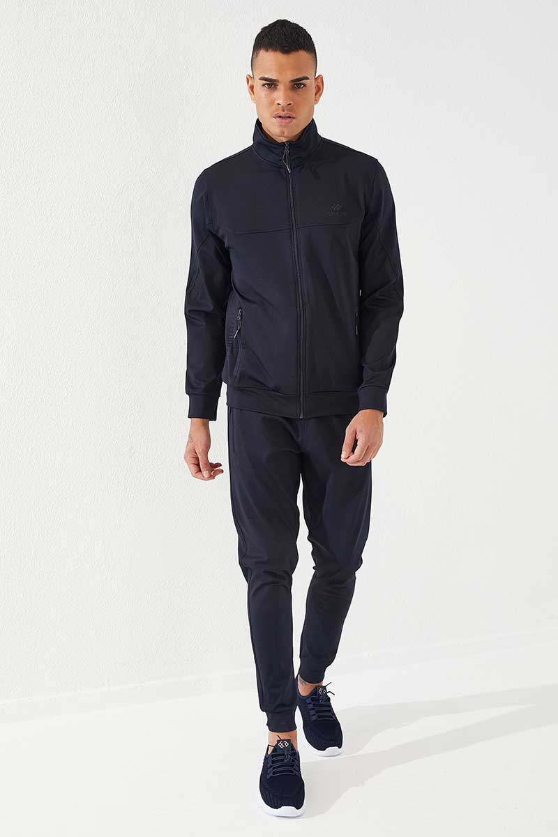 Classic Pocket Detailed Scuba Navy Blue Men's Tracksuit