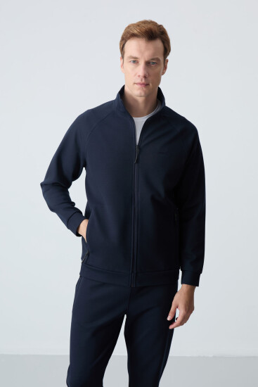 Tommy Life Stand Collar Navy Blue Men's Tracksuits - TOMMYLIFE (1)