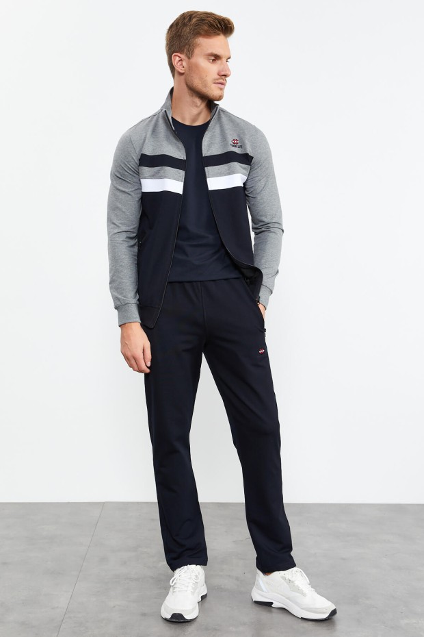 Tommy Life Stand Collar Navy Blue-Grey Men's Tracksuits