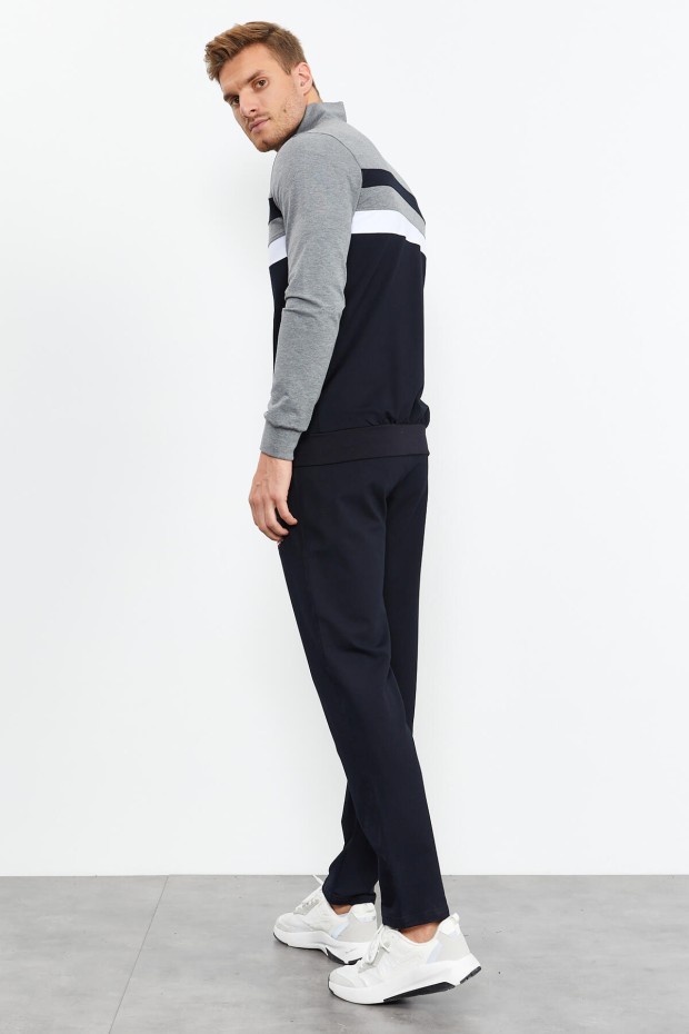 Tommy Life Stand Collar Navy Blue-Grey Men's Tracksuits