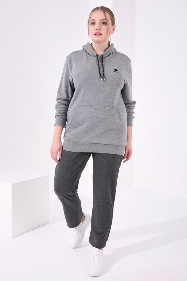 Tommy Life Classical Anthracite Women's Big Size Tracksuit Bottom 