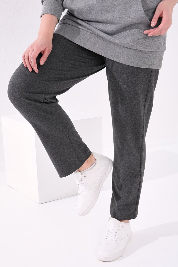 Tommy Life Classical Anthracite Women's Big Size Tracksuit Bottom - 3