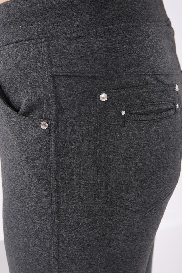 Tommy Life Classical Anthracite Women's Big Size Tracksuit Bottom - 4