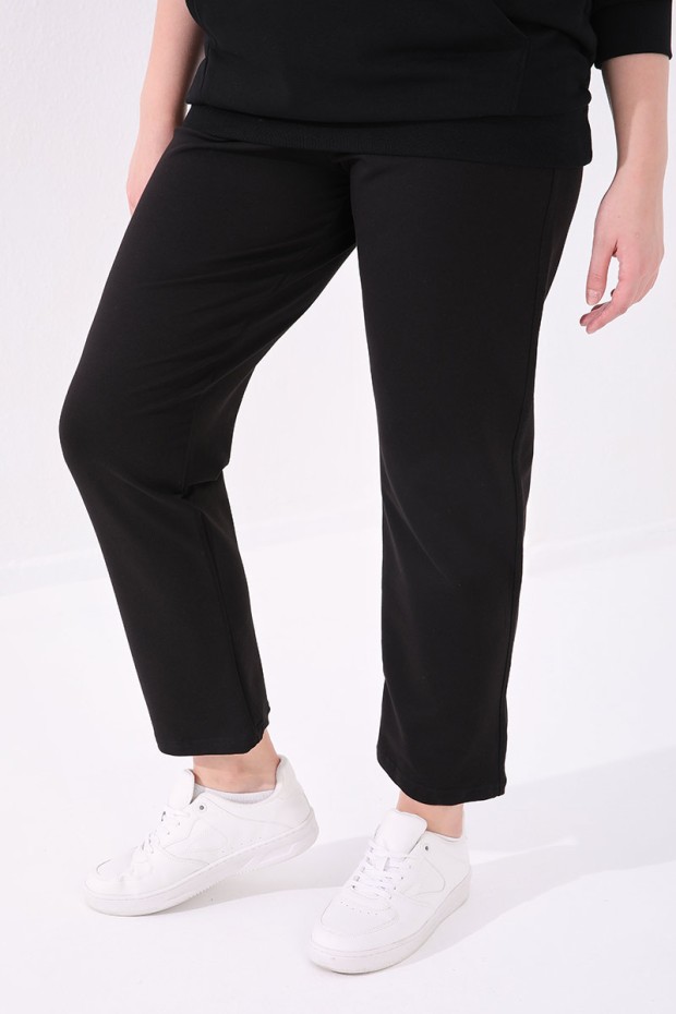 Tommy Life Classical Black Women's Big Size Tracksuit Bottom - 4