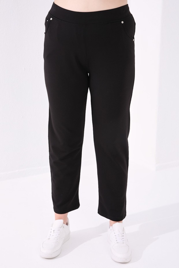 Tommy Life Classical Black Women's Big Size Tracksuit Bottom - 6