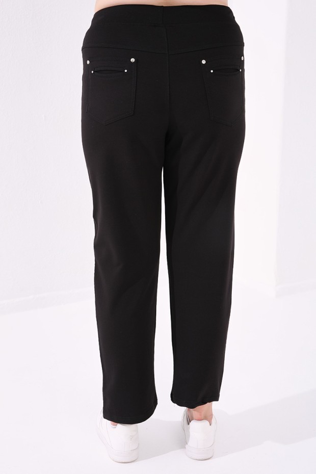 Tommy Life Classical Black Women's Big Size Tracksuit Bottom - 7