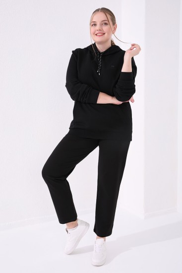 Tommy Life Classical Black Women's Big Size Tracksuit Bottom 