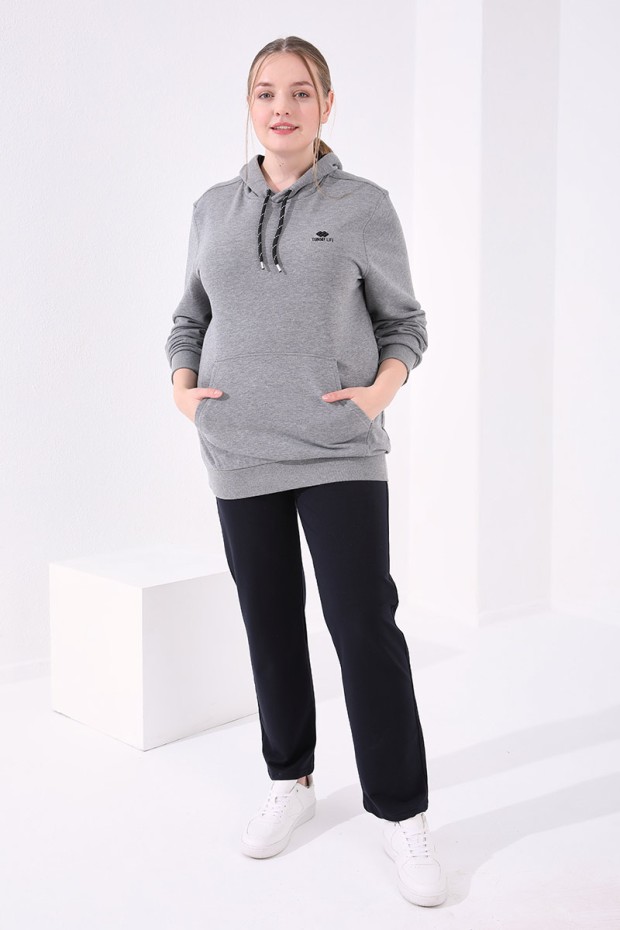 Tommy Life Classical Navy Blue Women's Big Size Tracksuit Bottom - 1