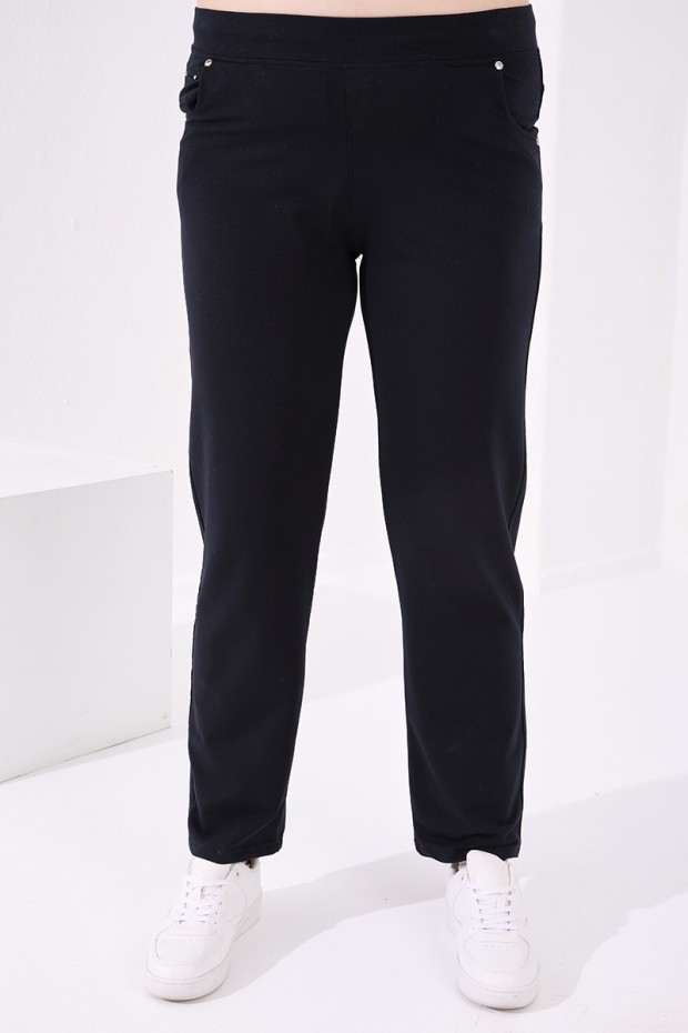 Tommy Life Classical Navy Blue Women's Big Size Tracksuit Bottom - 5