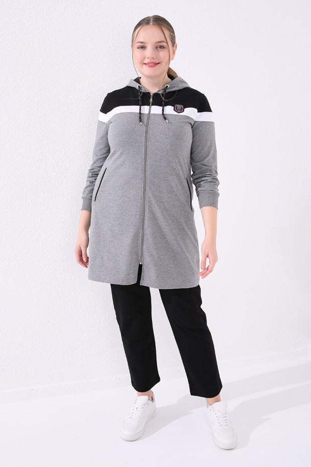 Tommy Life Grey-Melange Women's Big Size Tunic Set