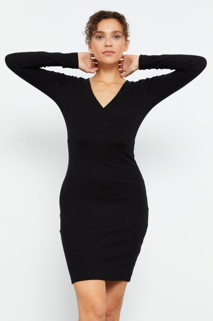 Women's Camisole Knitwear Tight Black Dress - 97118 