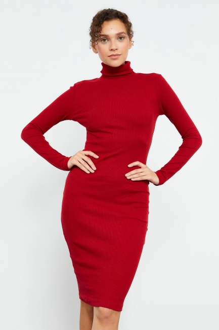 Women's Camisole Knitwear Tight Maroon Dress - 97117 - TOMMYLIFE (1)