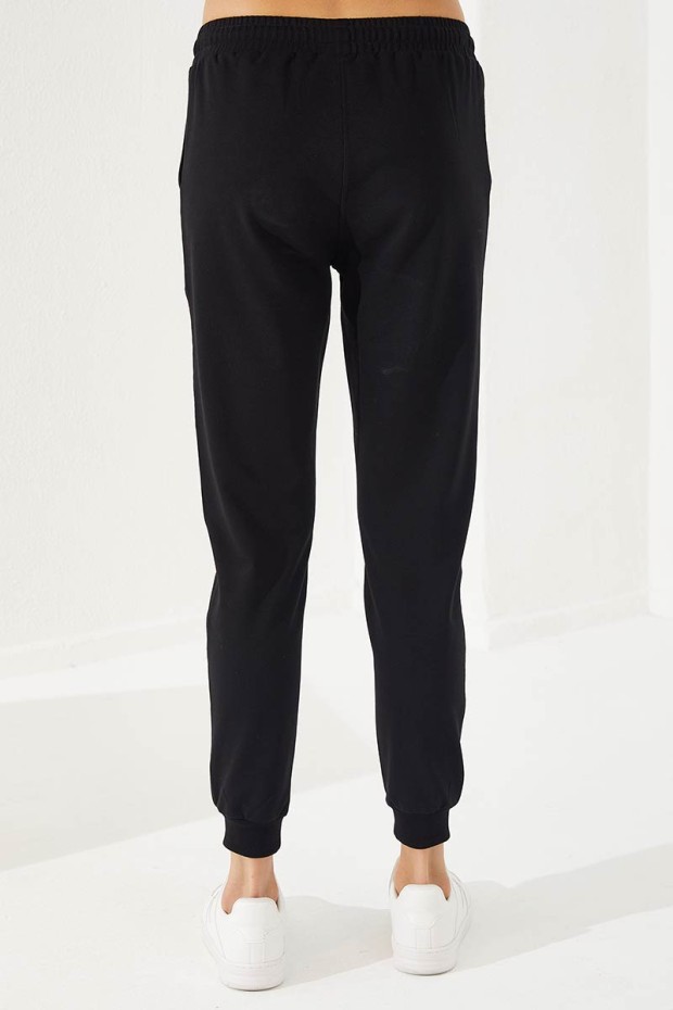 Women's Half Zippered Jogger Black Tracksuit - 95263