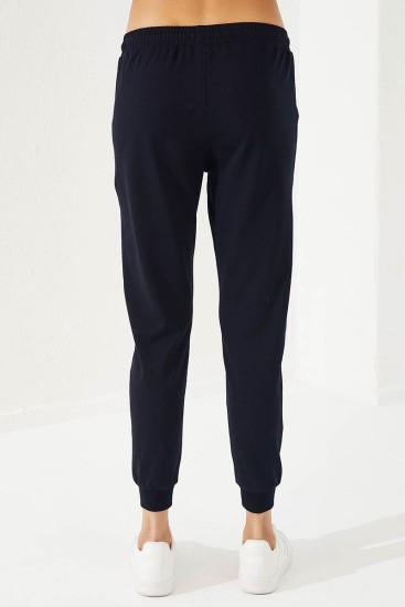 Women's Half Zippered Jogger Navy Blue Tracksuit - 95263 - Thumbnail