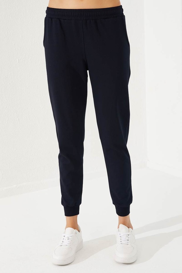Women's Half Zippered Jogger Navy Blue Tracksuit - 95263