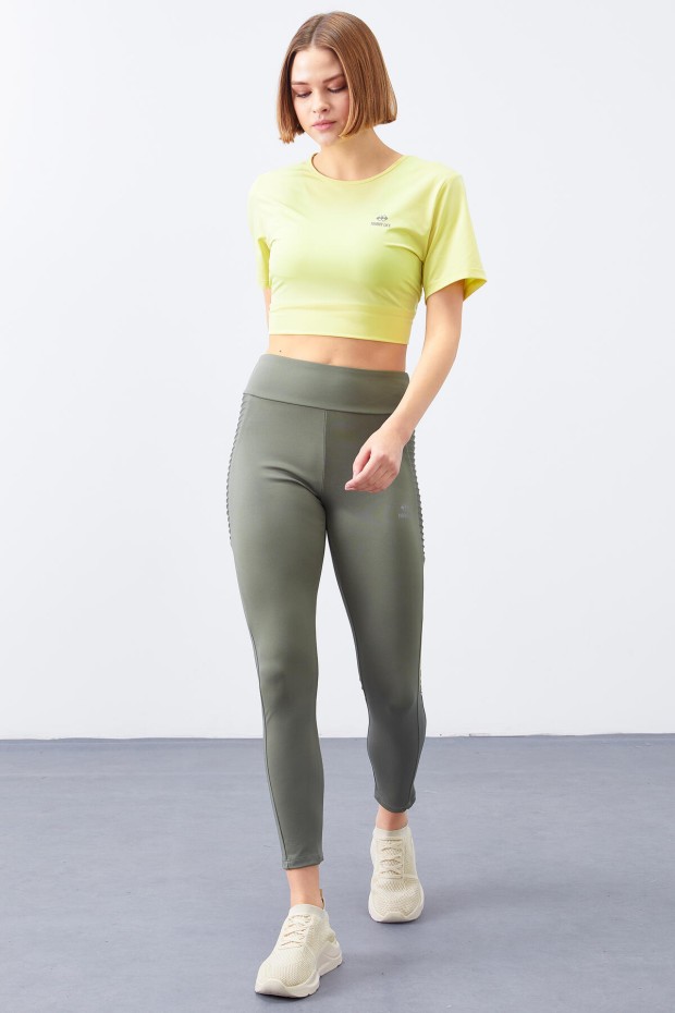 Women's High Waisted Green Almond Leggings - 94568