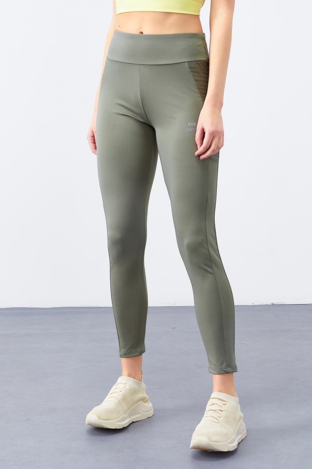 Women's High Waisted Green Almond Leggings - 94568