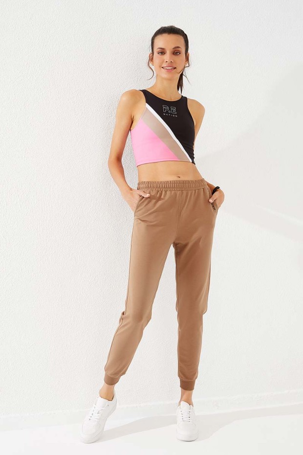 Women's High Waisted Pocket Detailed Jogger Earthlike Tracksuit Bottom - 94574