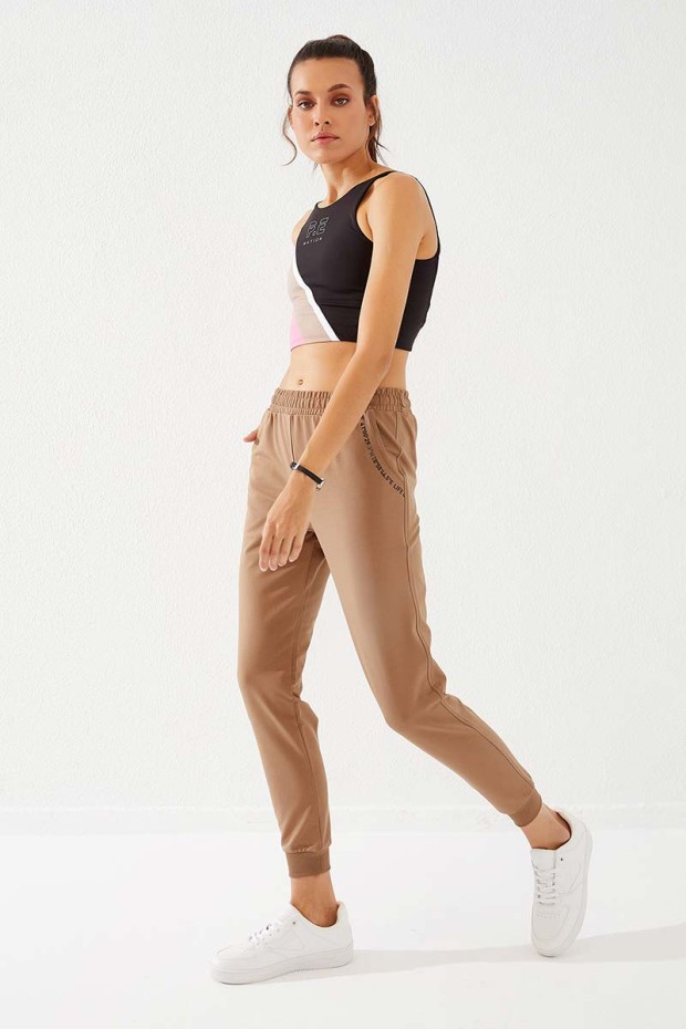 Women's High Waisted Pocket Detailed Jogger Earthlike Tracksuit Bottom - 94574