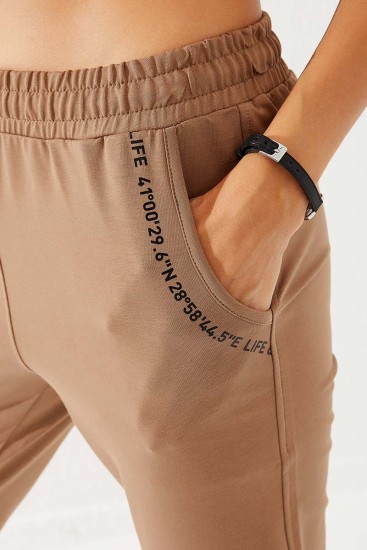 Women's High Waisted Pocket Detailed Jogger Earthlike Tracksuit Bottom - 94574 - Thumbnail