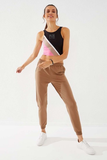 Women's High Waisted Pocket Detailed Jogger Earthlike Tracksuit Bottom - 94574 - Thumbnail